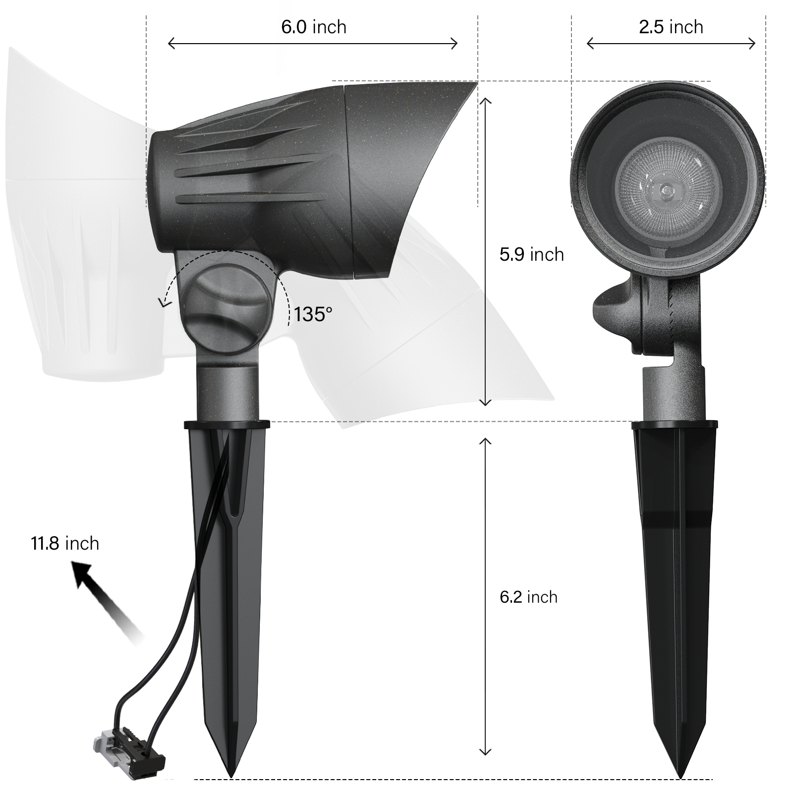 VENUS MANUFACTURING 4 Pack Low Voltage Landscape Flood Light 50W Halogen Outdoor Landscape Lighting Kits 380 Lumen Black Waterproof Spotlights 12V