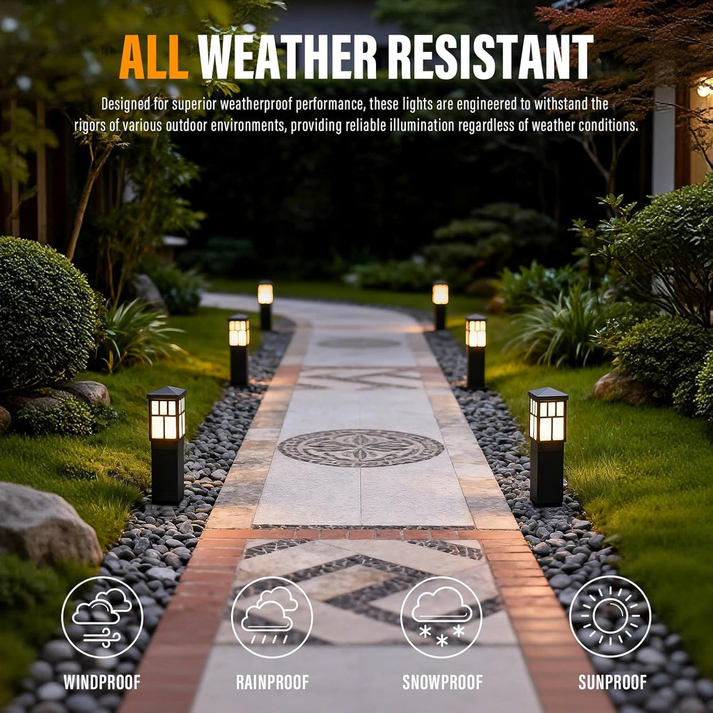 VENUS MANUFACTURING Low Voltage Landscape Lighting 6Pack Outdoor Square Bollard Path Lights LED Landscape Pathway Lighting 0.6W 3200K Warm White Light for Walkway Yard Backyard Lawn Garden