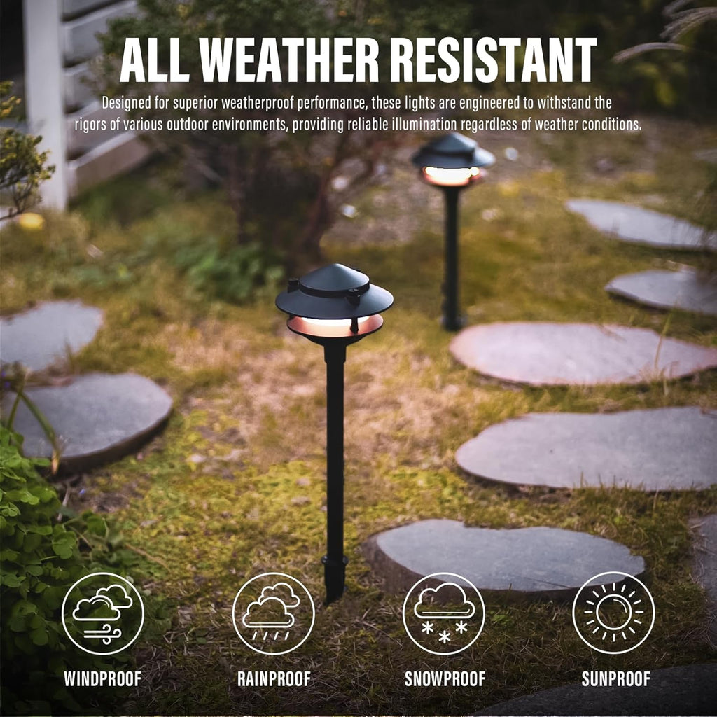 VENUS MANUFACTURING Landscape Lighting LED Outdoor Low Voltage Pathway Light 12V AC 2.2W 32Lumen Warm White Landscape Lighting for Garden Path Driveway Yard
