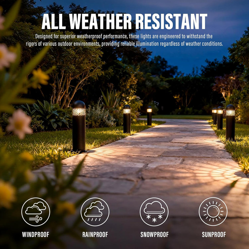 VENUS MANUFACTURING Low Voltage Landscape Lights LED Bollard Pathway Lights Kits 3W Outdoor Landscape Lighting 200Lumen Path Light 3000K Warm White Wired Walkway Sideway Path Lights