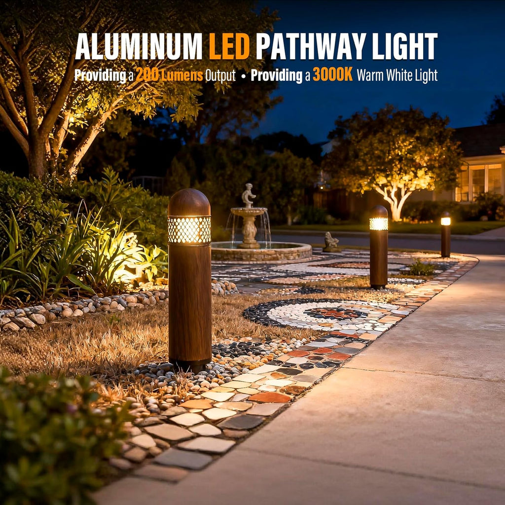 VENUS MANUFACTURING Low Voltage Landscape Lights LED Bollard Pathway Lights Kits 3W Outdoor Landscape Lighting 200Lumen Path Light 3000K Warm White Wired Walkway Sideway Path Lights