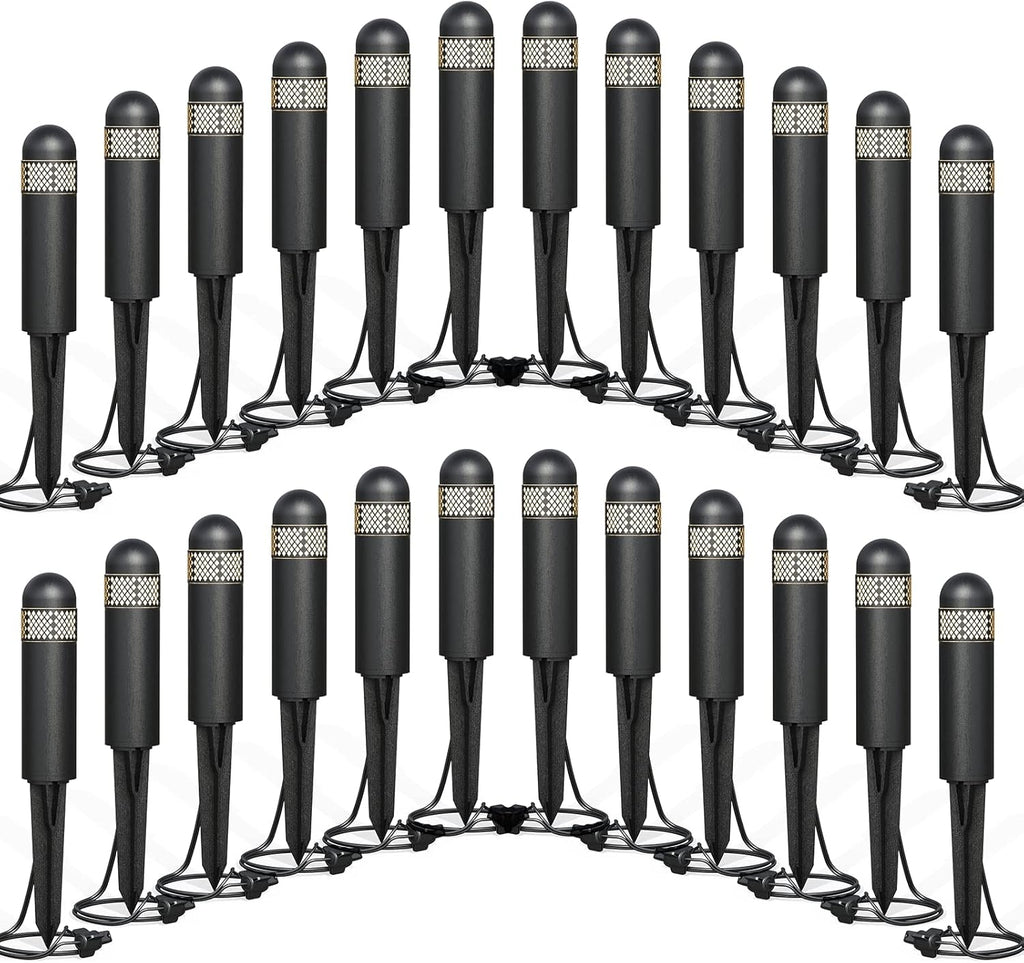 VENUS MANUFACTURING Low Voltage Landscape Lights LED Bollard Pathway Lights Kits 3W Outdoor Landscape Lighting 200Lumen Path Light 3000K Warm White Wired Walkway Sideway Path Lights