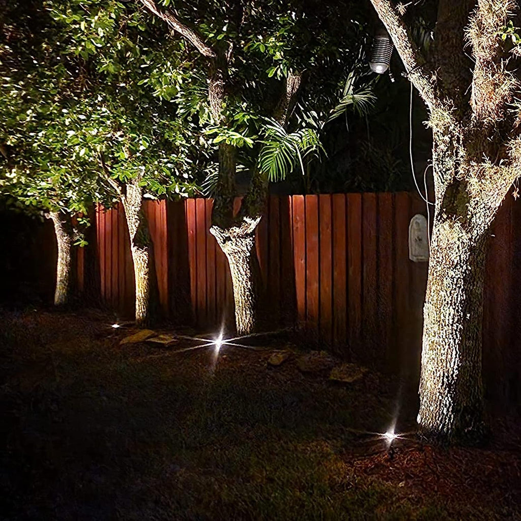 VENUS MANUFACTURING 4 Pack Low Voltage Landscape Flood Light 5Watt LED Outdoor Landscape Lighting Kits 400 Lumen Black Waterproof Spotlights 12V 2700K Warm White Metal Tree Lights for Garden & Yard