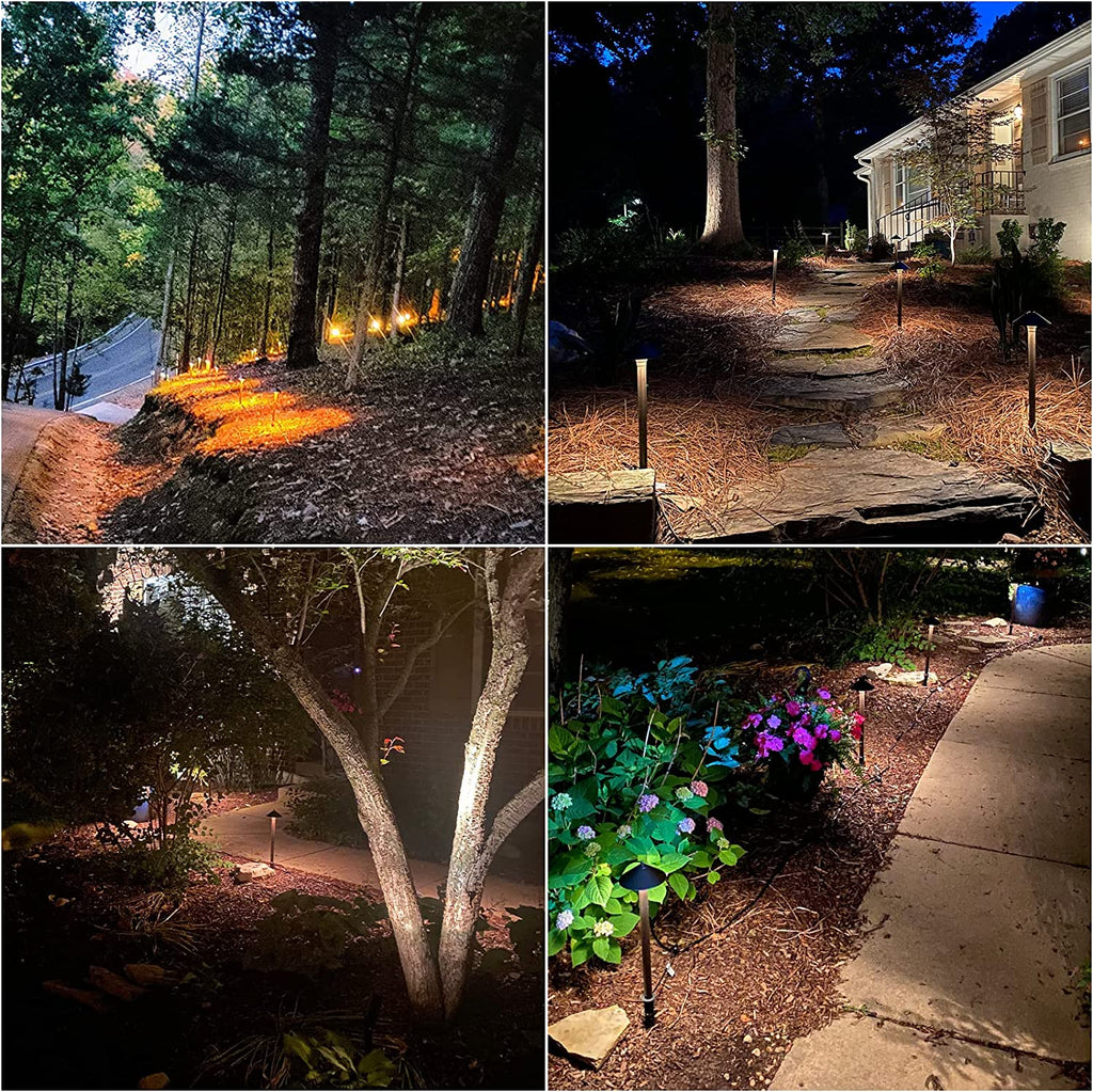VENUS MANUFACTURING Low Voltage Pathway Lights Outdoor Landscape Lighting 10W 2700K Die-cast Aluminum Housing 12V Garden Halogen Path Lights for Walkway Patio Yard Lawn 6Pack