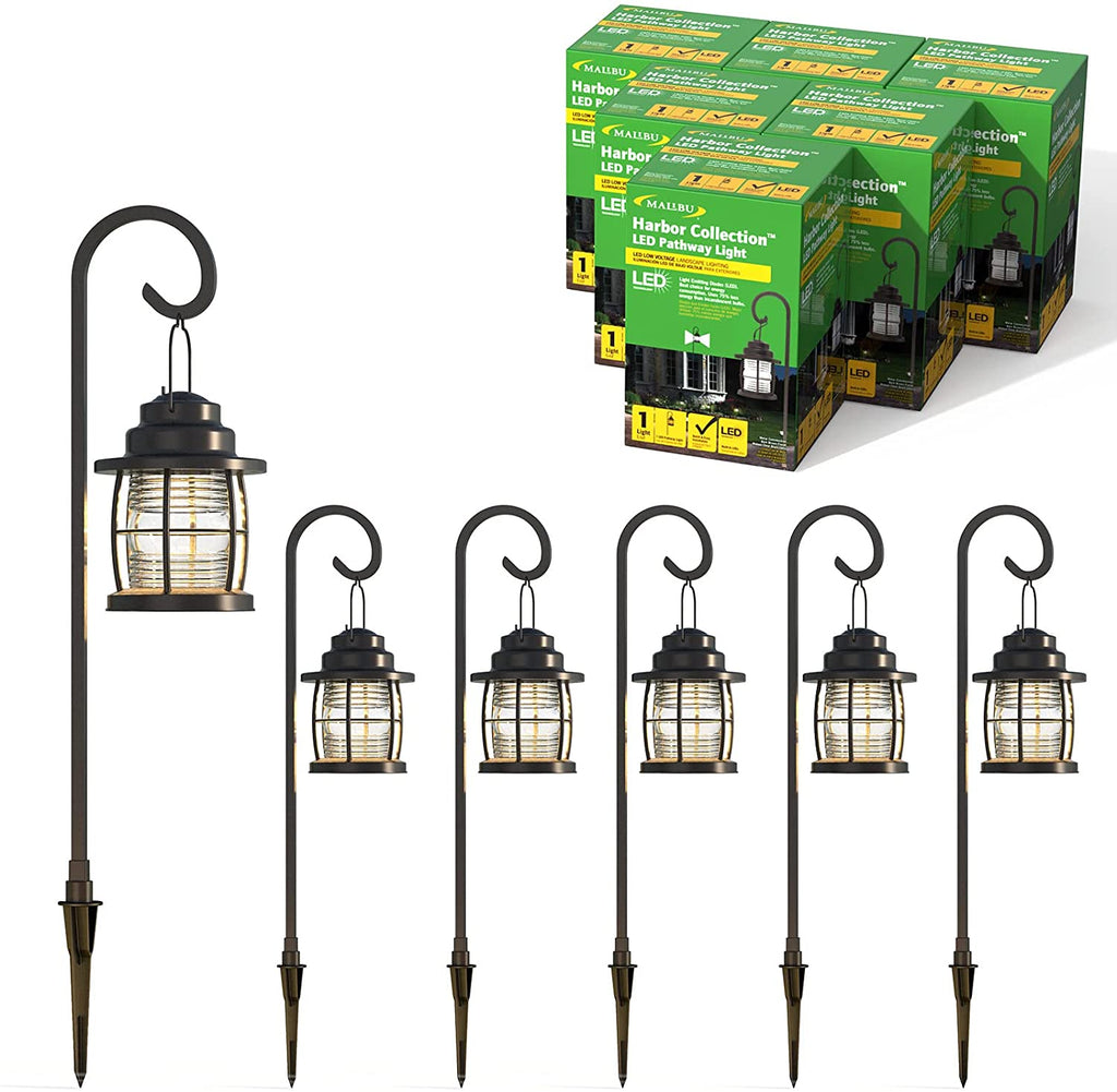 Malibu Harbor Collection LED Low Voltage Pathway Light 6 Pack Kit Dual Use Shepherd Hook Lights for Driveway, Yard, Lawn, Pathway, Garden 8422-4110-06