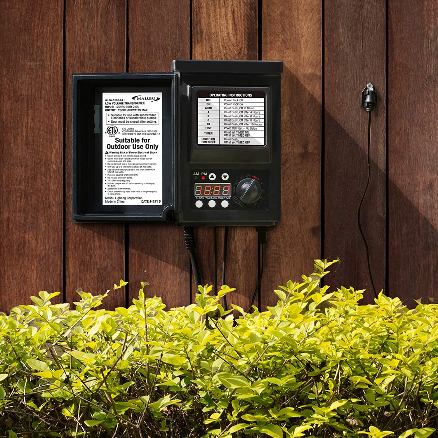 Weatherproof Transformer Malibu Power Pack 200watt Low-Voltage Weatherproof Transformer with Ph ...
