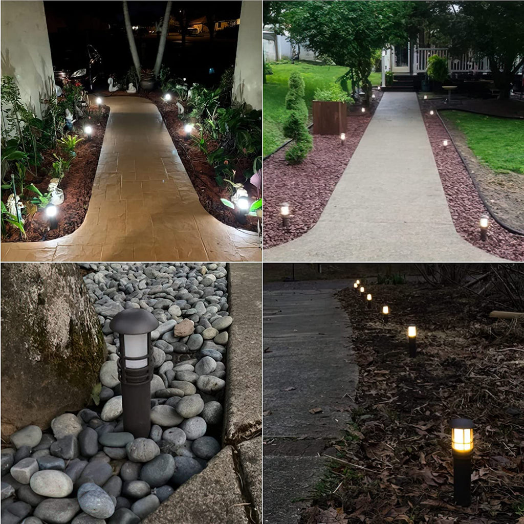 Malibu Aged Iron Collection LED Bollard Pathway Light Low Voltage Landscape Lighting Outdoor Bollard Lights for Lawn Patio Yard Walkway Driveway Pathway Garden Landscape, 8 Pack 8400-4320-08