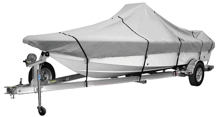 Goodsmann 600 Denier boat cover,water resistant,weather protection,trailerable,Silver Poly, Center Console Covers 9921-0132-31(A Fits 17'-19' V-Hull Boats, Beam width to 96") - Venus Manufacture