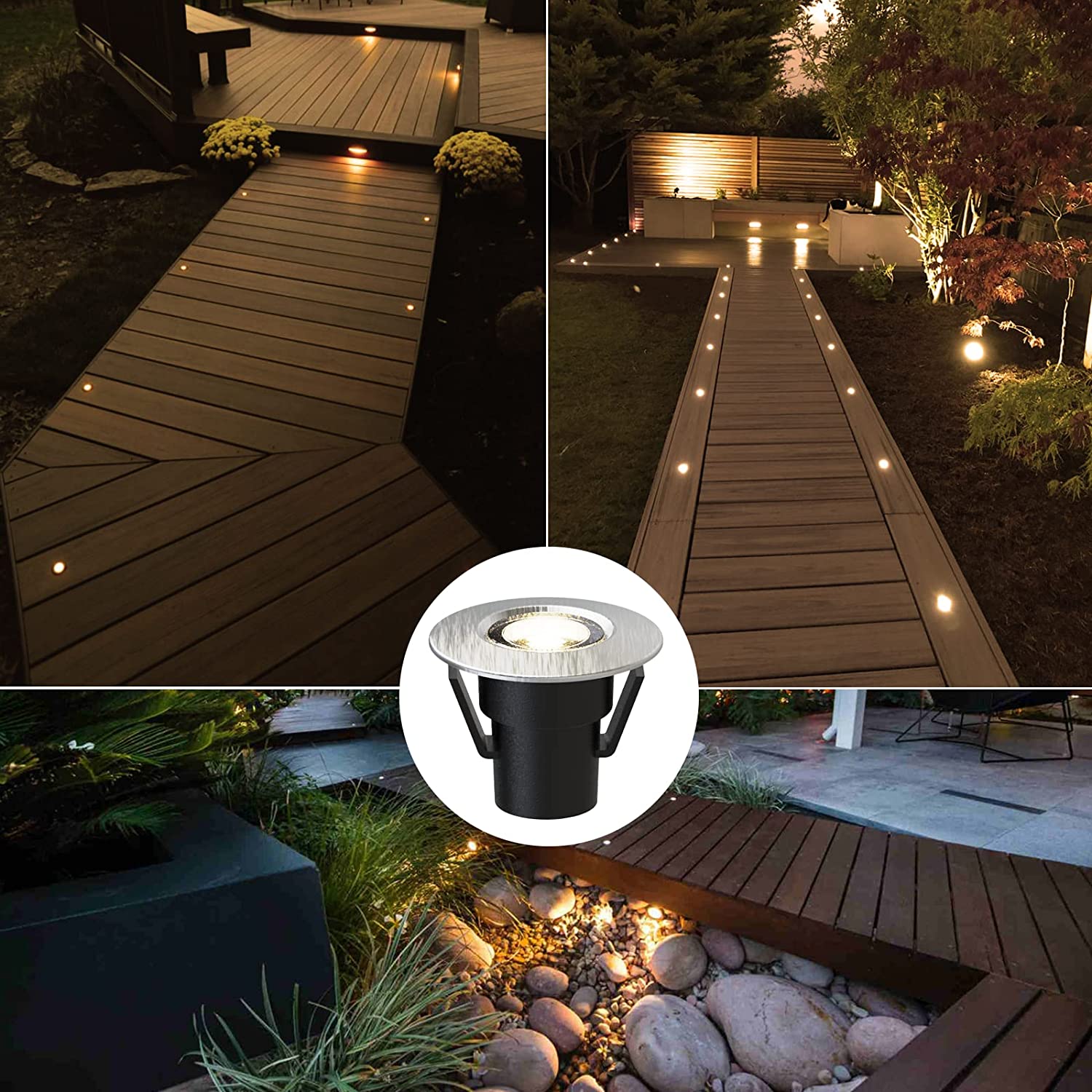 Malibu 6 PK LED Deck Lights Low Voltage Landscape Light In Ground Lighting  for Steps,Stair,Patio,Floor,Kitchen,Outdoor Led Landscape Lighting